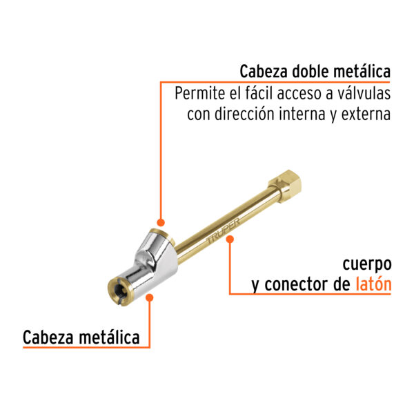 INFLADOR DOBLE CABEZAL METÁLICO, 1/4 NPT, 19089 - TRUPER - Imagen 2