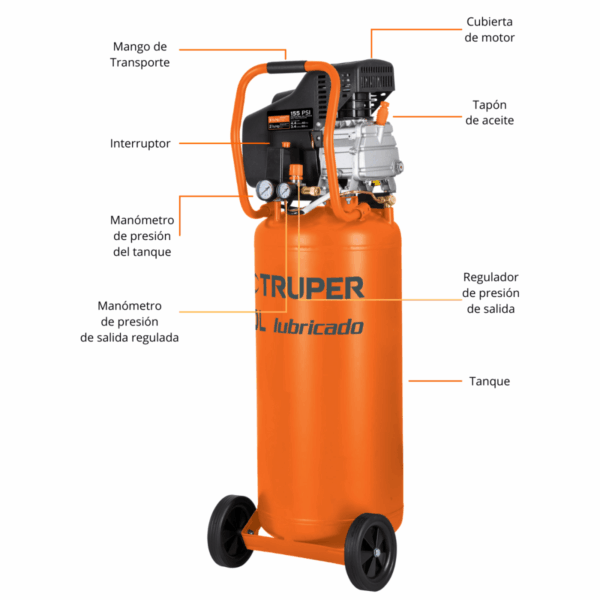 COMPRESORA DE AIRE 3.5HP, 80L, 102116 - TRUPER - Imagen 3