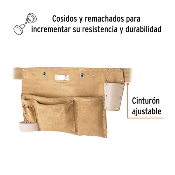 CINTURON PORTAHERRAMIENTAS DE CARNAZA 9 COMPARTIMIENTOS 11534 - TRUPER - Imagen 3