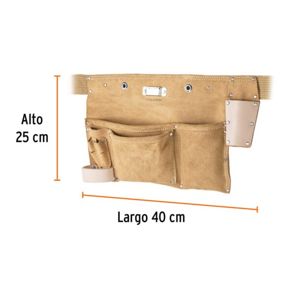 CINTURON PORTAHERRAMIENTAS DE CARNAZA 9 COMPARTIMIENTOS 11534 - TRUPER - Imagen 2