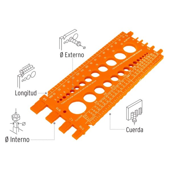 REGLA MEDIDORA DE TUERCAS Y TORNILLOS 10811 - TRUPER - Imagen 2