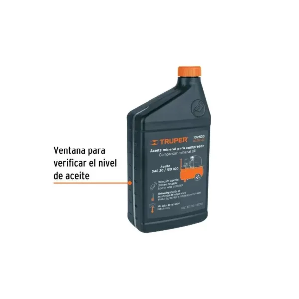 ACEITE MINERAL 1L SAE 30 PARA COMPRESORA 102533 - TRUPER - Imagen 2