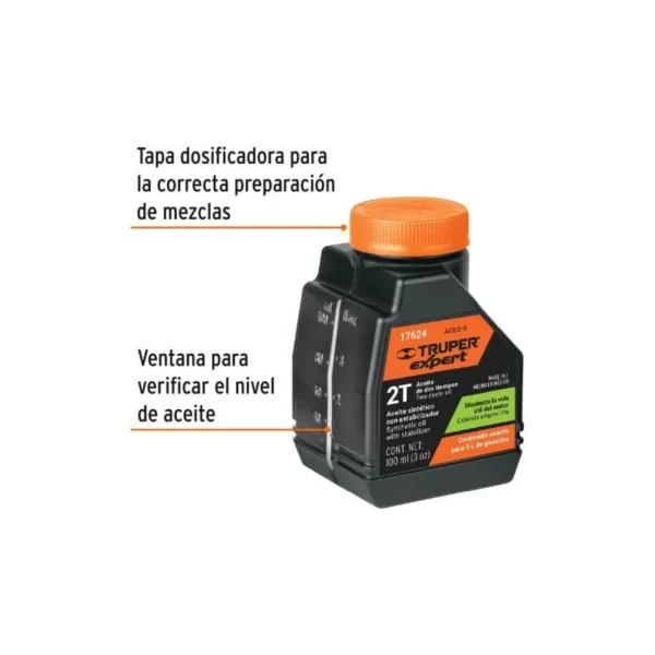 ACEITE SINTETICO 100ML PARA MOTOR 2 TIEMPOS 17624 - TRUPER - Imagen 2