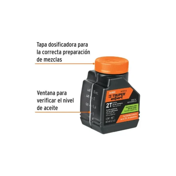 ACEITE SINTETICO 60ML PARA MOTOR 2 TIEMPOS 14991 - TRUPER - Imagen 2