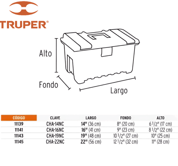 CAJA PARA HERRAMIENTAS C/ CHAROLA 16" 11141 - TRUPER - Imagen 2