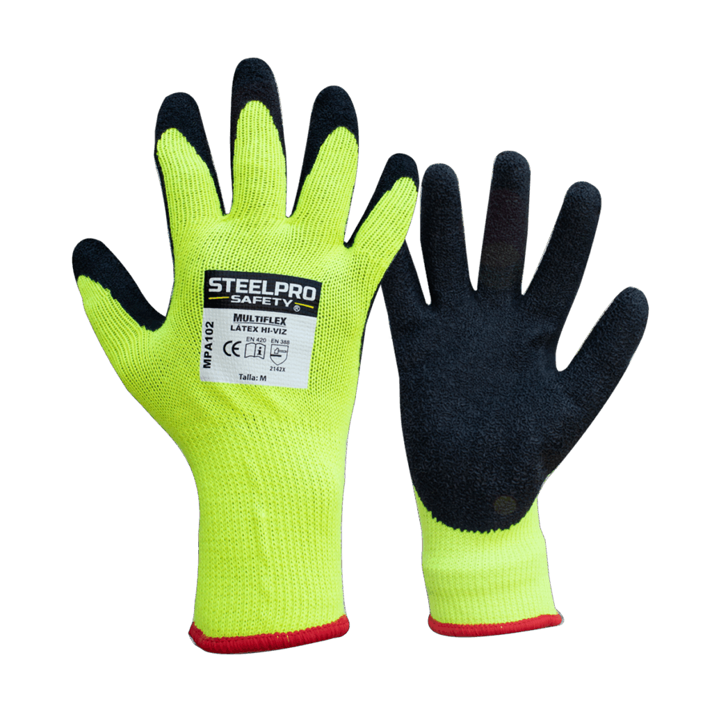 GUANTE MULTIFLEX MPA102 LATEX HI-VIZ PALMA NEGRA - STEELPRO