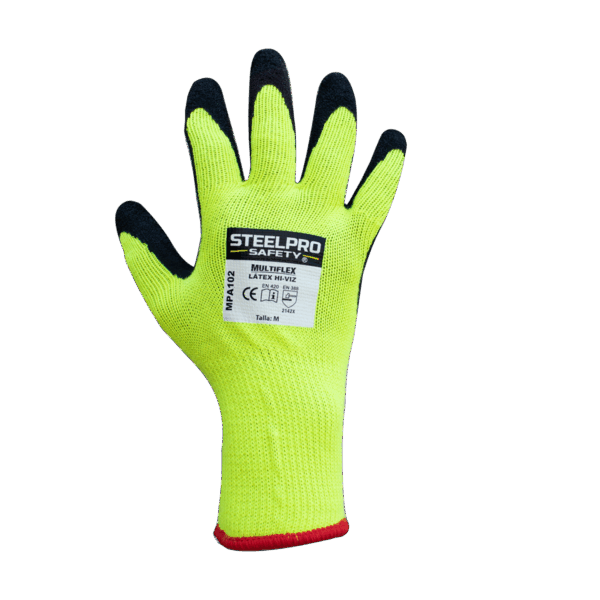 GUANTE MULTIFLEX MPA102 LATEX HI-VIZ PALMA NEGRA - STEELPRO - Imagen 2