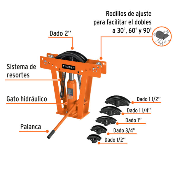 DOBLADOR DE TUBO HIDRÁULICO 12 TONELADAS, 12883 - TRUPER - Imagen 3