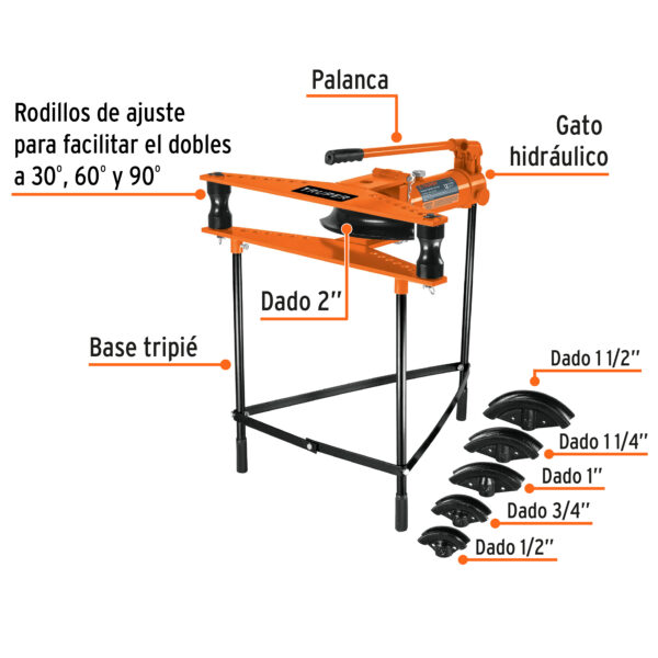 DOBLADOR DE TUBO HIDRÁULICO 12 TONELADAS, C/ TRIPODE 12882 - TRUPER - Imagen 3