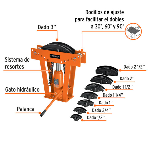 DOBLADOR DE TUBO HIDRÁULICO 16 TONELADAS, 12884 - TRUPER - Imagen 3