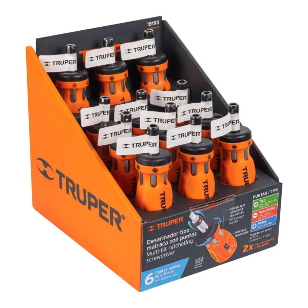 DESARMADOR TIPO RATCHET C/ 6 PUNTERAS DOBLES 18193 - TRUPER - Imagen 3