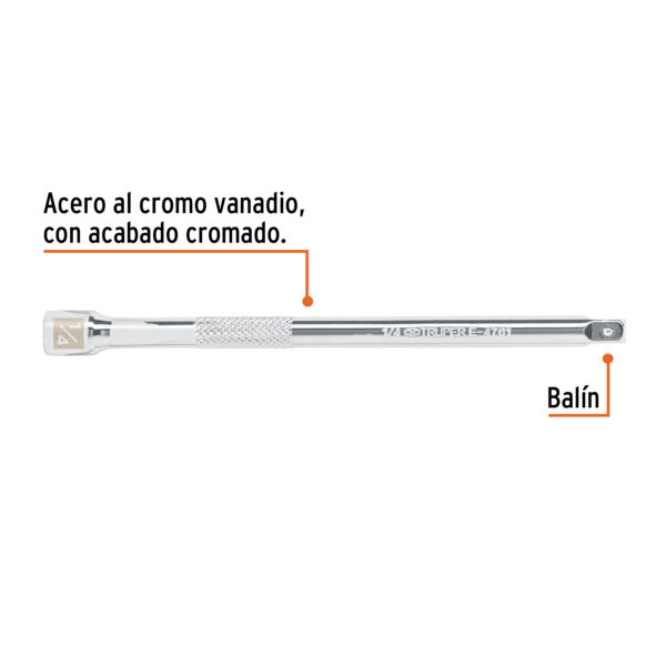 EXTENSIÓN DE 6" PARA RATCHET, ENCASTRE 1/4", 13915 - TRUPER - Imagen 3