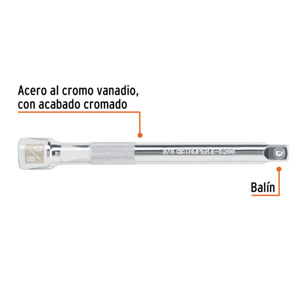 EXTENSIÓN DE 6" PARA RATCHET, ENCASTRE 3/8", 13916 - TRUPER - Imagen 2