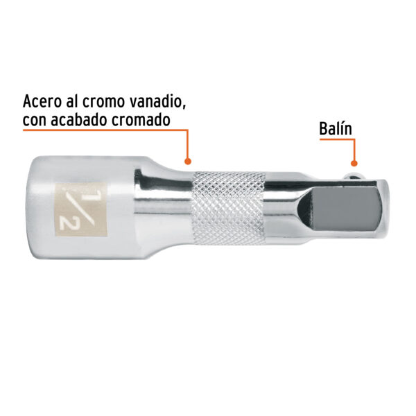 EXTENSIÓN DE 2 1/2" PARA RATCHET, ENCASTRE 1/2", 13414 - TRUPER - Imagen 3