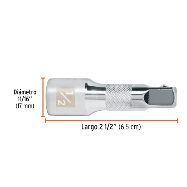 EXTENSIÓN DE 2 1/2" PARA RATCHET, ENCASTRE 1/2", 13414 - TRUPER - Imagen 2