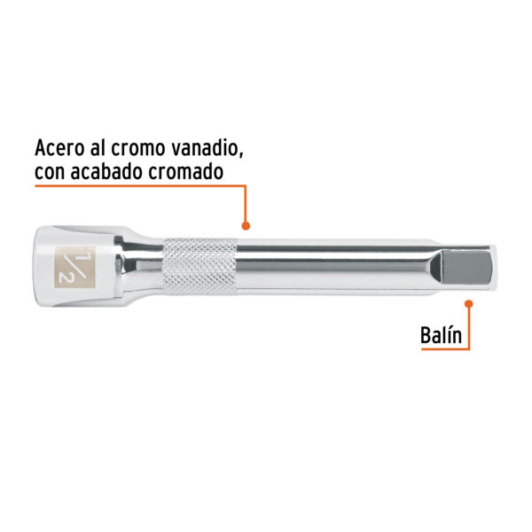 EXTENSIÓN DE 5" PARA RATCHET, ENCASTRE 1/2", 13416 - TRUPER - Imagen 3