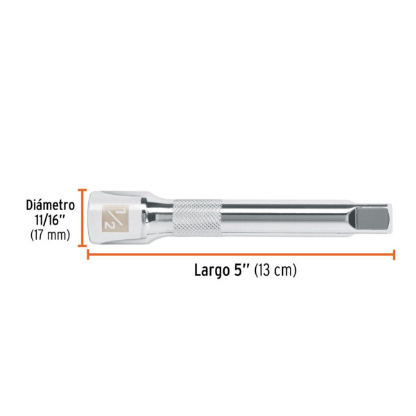 EXTENSIÓN DE 5" PARA RATCHET, ENCASTRE 1/2", 13416 - TRUPER - Imagen 2