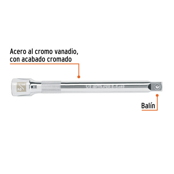 EXTENSIÓN DE 8" PARA RATCHET, ENCASTRE 1/2", 13917- TRUPER - Imagen 3