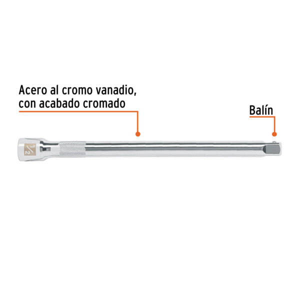 EXTENSIÓN DE 10" PARA RATCHET, ENCASTRE 1/2", 13418 - TRUPER - Imagen 3