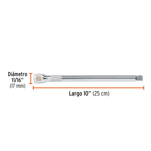 EXTENSIÓN DE 10" PARA RATCHET, ENCASTRE 1/2", 13418 - TRUPER - Imagen 2