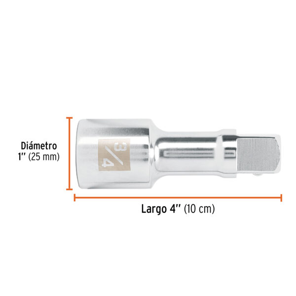 EXTENSIÓN DE 4" PARA RATCHET, ENCASTRE 3/4" 13902 - TRUPER - Imagen 2