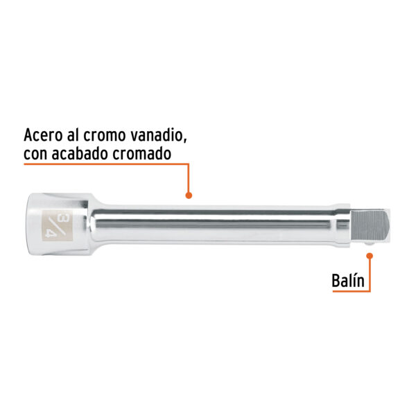 EXTENSIÓN DE 8" PARA RATCHET, ENCASTRE 3/4" 13904 - TRUPER - Imagen 3