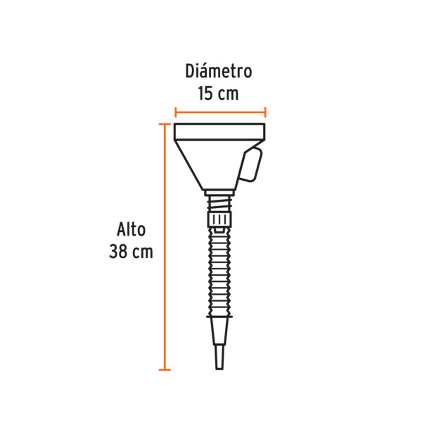 EMBUDO FLEXIBLE DE PLÁSTICO 500ML C/ FILTRO 11207 - TRUPER - Imagen 2