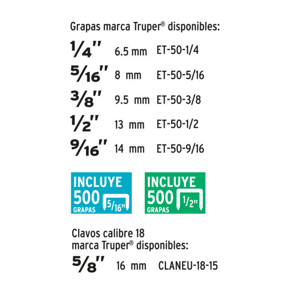 ENGRAMPADORA CLAVADORA TIPO PISTOLA 1/4" - 9/16" 17964 - TRUPER - Imagen 4