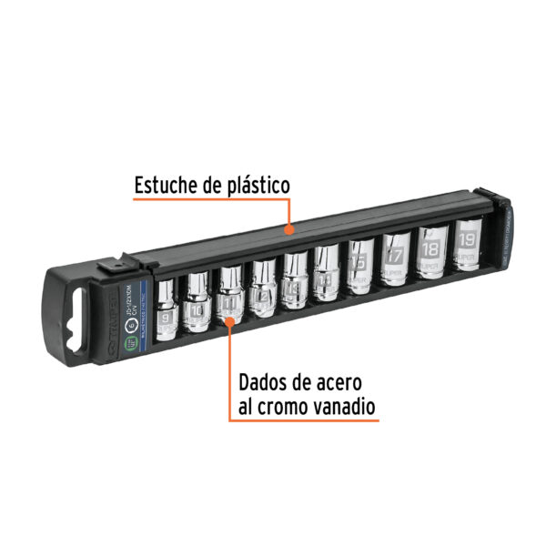 JUEGO DE 10 DADOS HEXAGONALES MM, ENCASTRE 1/2" 14177 - TRUPER - Imagen 3