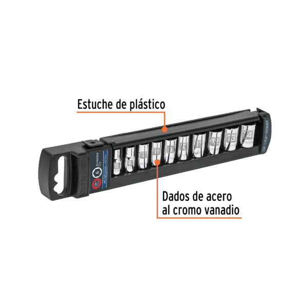 JUEGO DE 10 DADOS HEXAGONALES MM, ENCASTRE 1/4", 14166 - TRUPER - Imagen 3