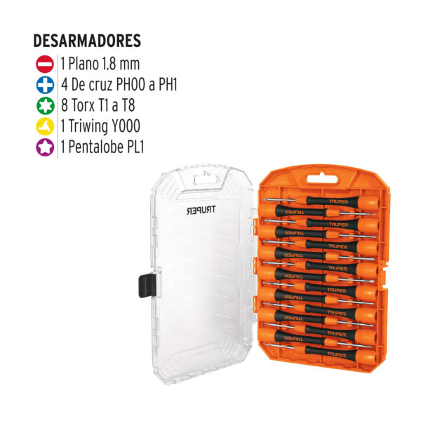 JUEGO DE 15 DESARMADORES DE JOYERO 14205 - TRUPER - Imagen 2