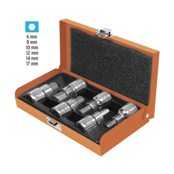 JUEGO DE 6 DADOS PUNTA HEXAGONAL MM, ENCASTRE 1/2", 13926 - TRUPER - Imagen 2