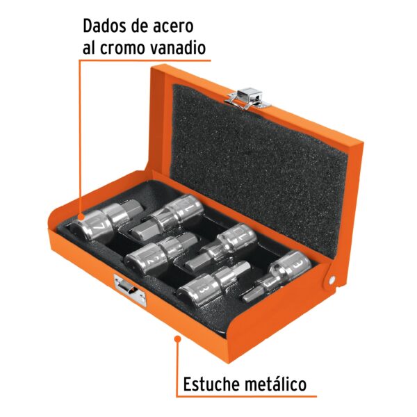 JUEGO DE 6 DADOS PUNTA HEXAGONAL MM, ENCASTRE 1/2", 13926 - TRUPER - Imagen 4