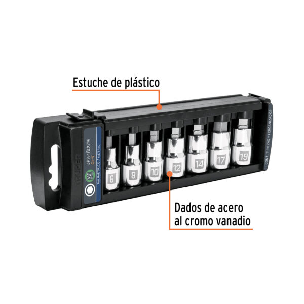 JUEGO DE PUNTERAS HEXAGONAL MM, DADO ENCASTRE 1/2", 102238 - TRUPER - Imagen 4