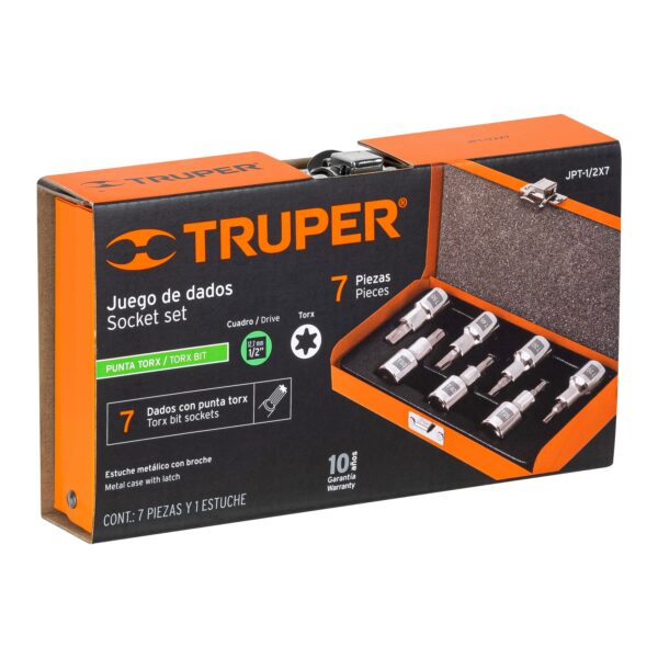 JUEGO DE 7 DADOS PUNTA TORX, ENCASTRE 1/2", 13928 - TRUPER - Imagen 5
