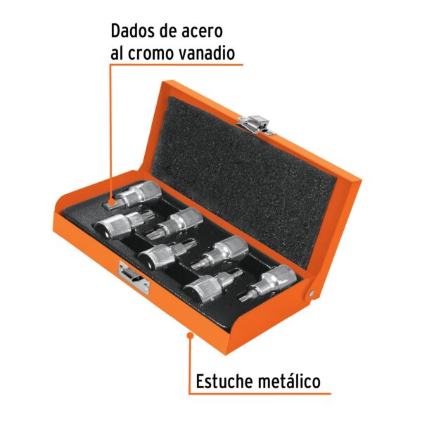 JUEGO DE 7 DADOS PUNTA TORX, ENCASTRE 1/2", 13928 - TRUPER - Imagen 4