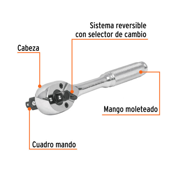LLAVE RATCHET TRIPLE ENCASTRE 1/4" , 3/8" y 1/2" 13649 - TRUPER - Imagen 3