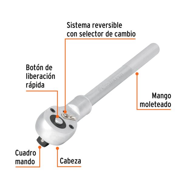 LLAVE RATCHET ENCASTRE 3/4" LIBERACIÓN RÁPIDA13900 - TRUPER - Imagen 4
