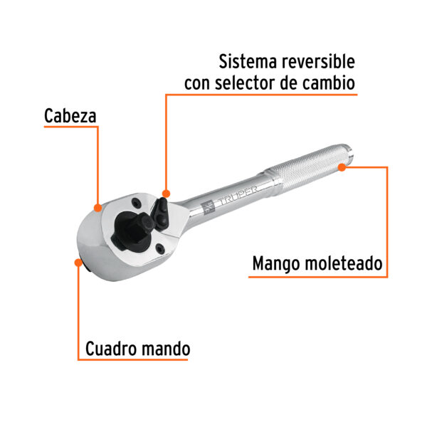 LLAVE RATCHET DOBLE ENCASTRE 3/8" y 1/2" 13413 - TRUPER - Imagen 3