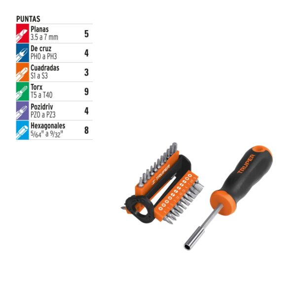 DESARMADOR MULTIPUNTA C/ 33 PUNTERAS 13595 - TRUPER - Imagen 2